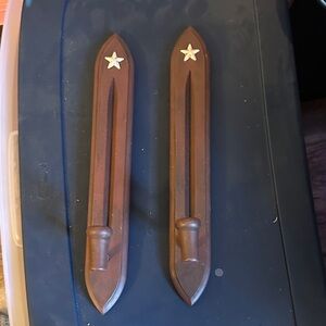Wooden Wall Candle Holders with Star Accents